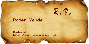 Roder Vanda névjegykártya